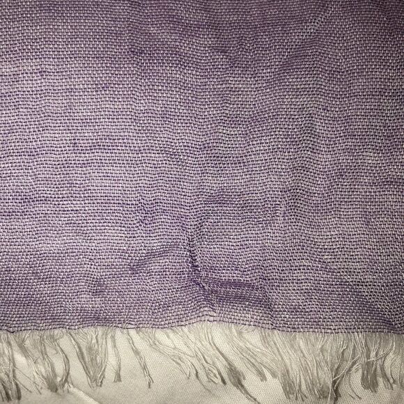 Light Sheer Purple Lavender White Raw Fringed Hem Long Scarf Wrap - Picture 7 of 13